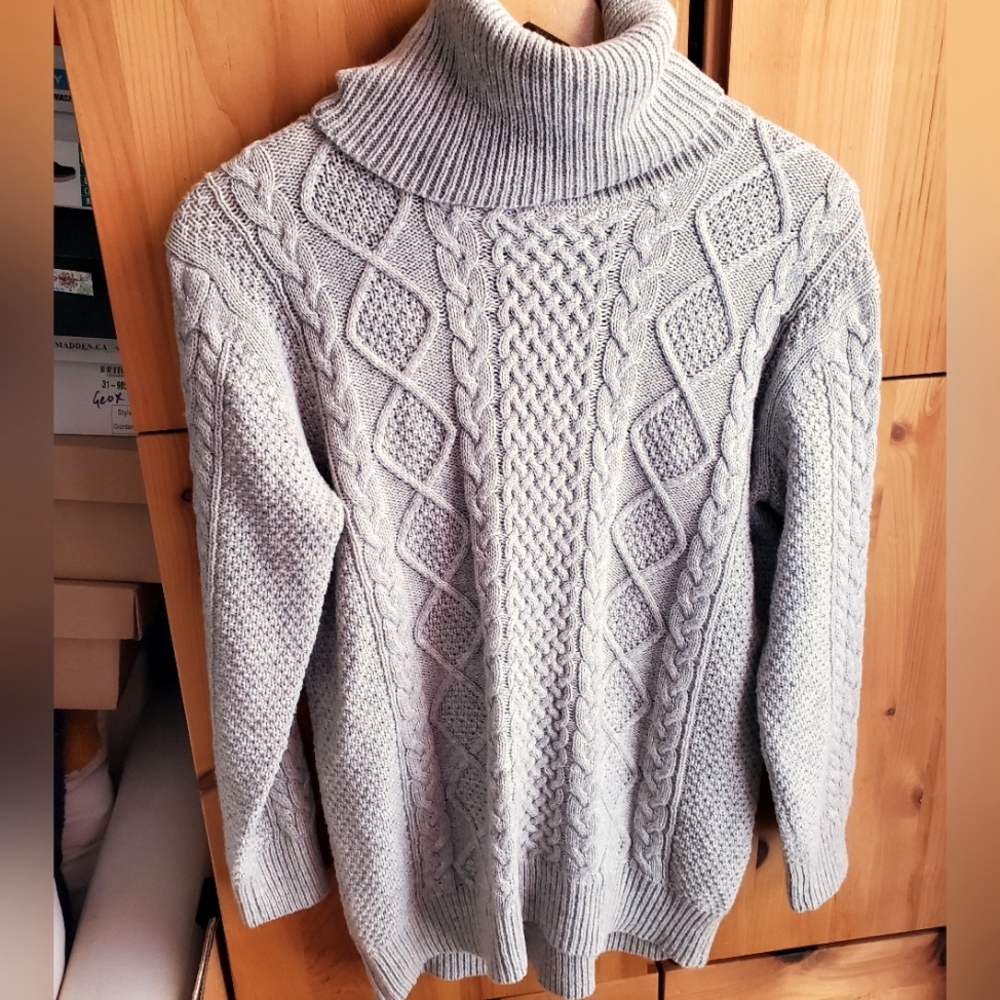 Babaton Women's Ericson Grey Cable Wool & Cashmere Turtleneck Sweater XS